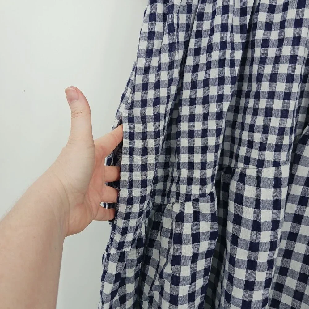 Anthropologie 11.1.TYLHO Navy White Gingham Midi Dress Small New With Tag - Picture 9 of 15